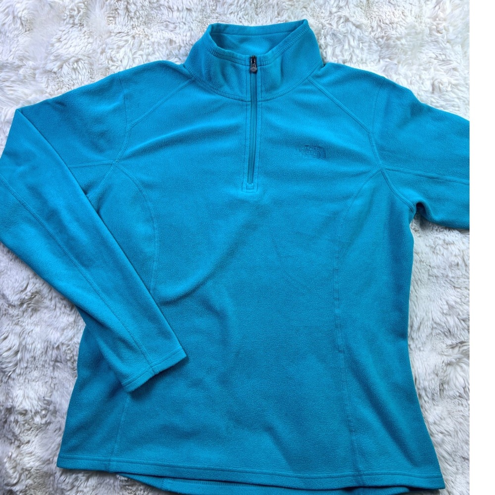 The North Face TKA 100 Fleece Pullover Womens Medium Turquoise Blue 1/4 Zip. A40